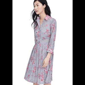 Banana Republic Pink Ikat Pleated Shirt Dress Sz 2